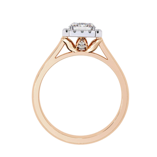 Aurelia Emerald Halo Ring - radiant cut halo engagement ring - on hand - Lucano