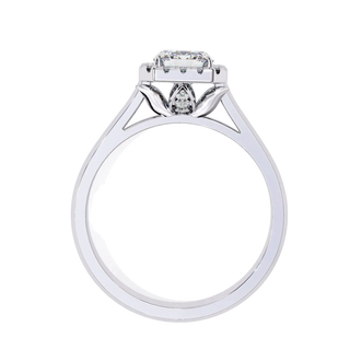 Aurelia Emerald Halo Ring - radiant cut halo engagement ring - in 18ct yellow gold - Lucano