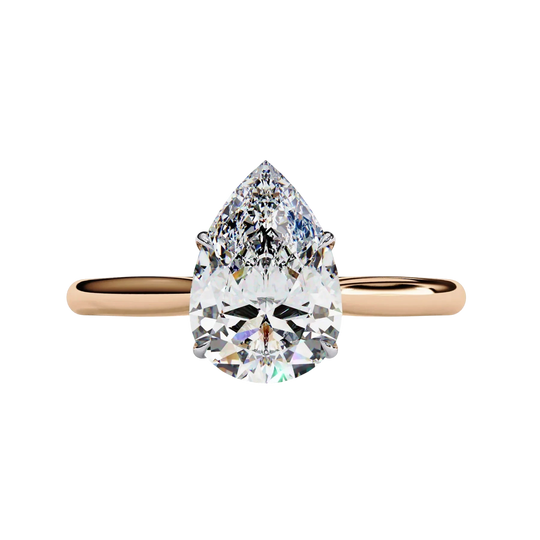 Goccia Pear Solitaire - pear cut solitaire engagement ring - in 9ct white gold - Lucano