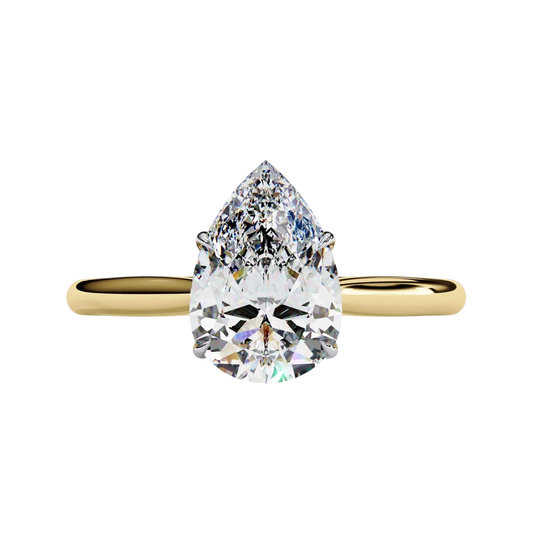 Goccia Pear Solitaire - pear cut solitaire engagement ring - in 18ct white gold - Lucano