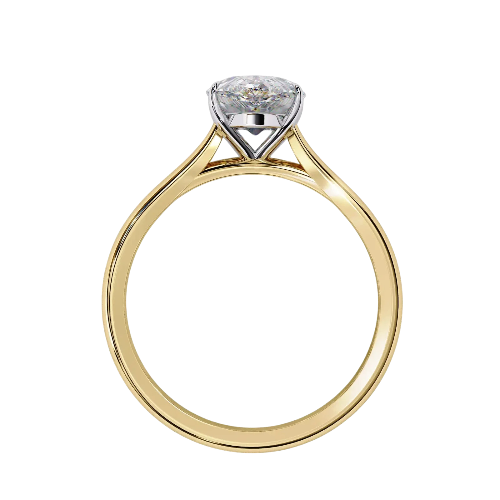 Goccia Pear Solitaire - pear cut solitaire engagement ring - side profile - Lucano