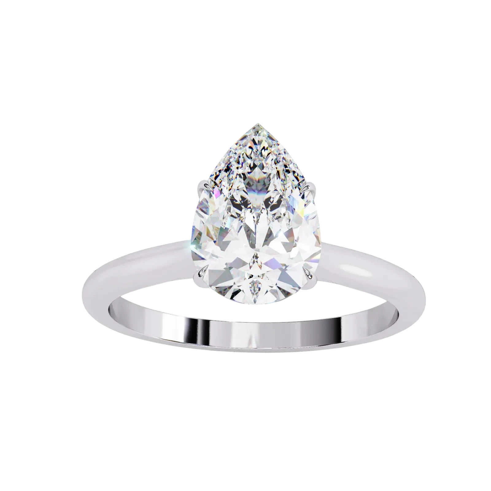 Goccia Pear Solitaire - pear cut solitaire engagement ring - three-quarter view - Lucano