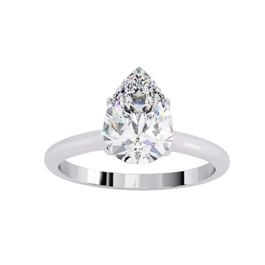 Goccia Pear Solitaire - pear cut solitaire engagement ring - three-quarter view - Lucano