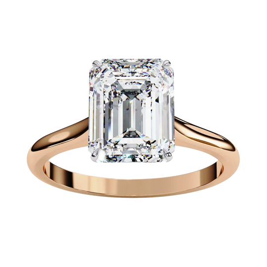 Imperia Emerald Solitaire - emerald cut engagement ring - in 9ct white gold - Lucano