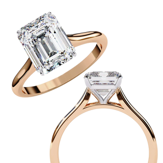 Imperia Emerald Solitaire - emerald cut engagement ring - in 18ct rose gold - Lucano