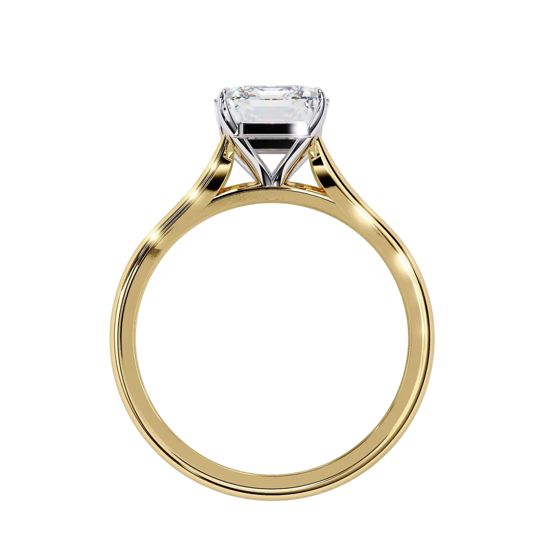 Imperia Emerald Solitaire - emerald cut engagement ring - side profile - Lucano