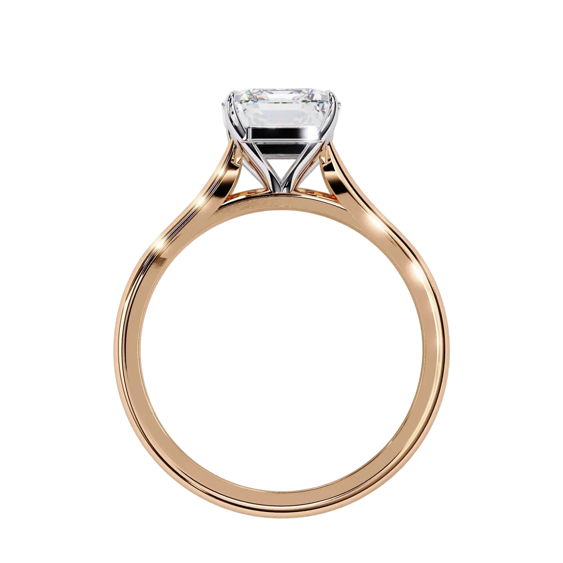 Imperia Emerald Solitaire - emerald cut engagement ring - angled view - Lucano