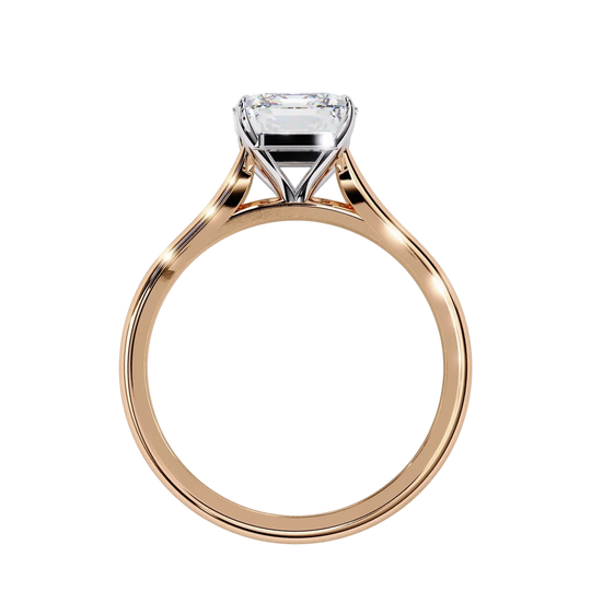 Imperia Emerald Solitaire - emerald cut engagement ring - angled view - Lucano