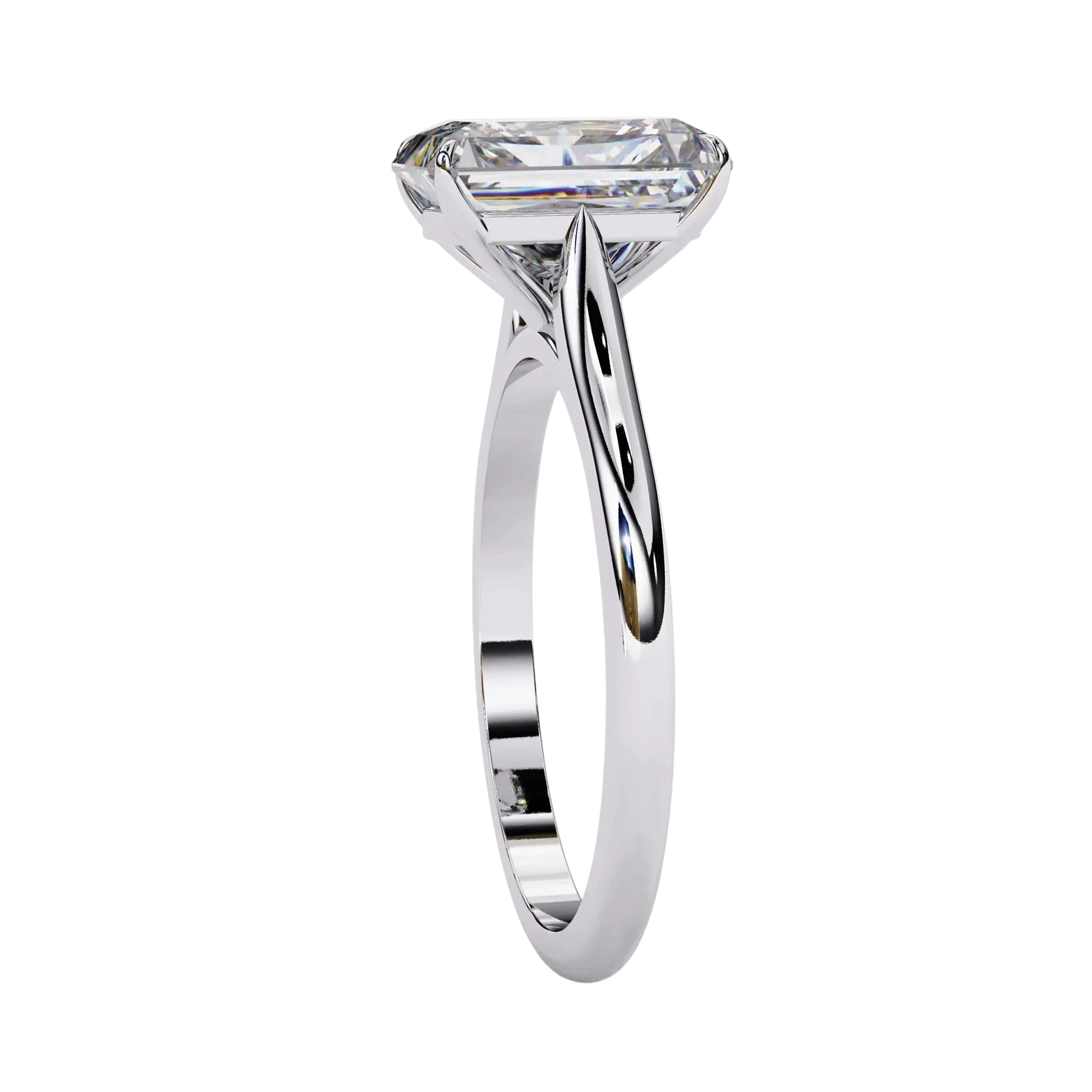 Imperia Emerald Solitaire - emerald cut engagement ring - three-quarter view - Lucano