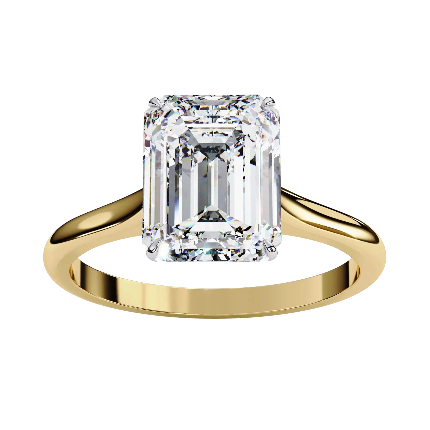 Imperia Emerald Solitaire - emerald cut engagement ring - in 9ct yellow gold - Lucano