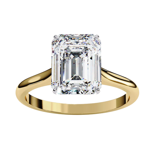Imperia Emerald Solitaire - emerald cut engagement ring - in 9ct yellow gold - Lucano