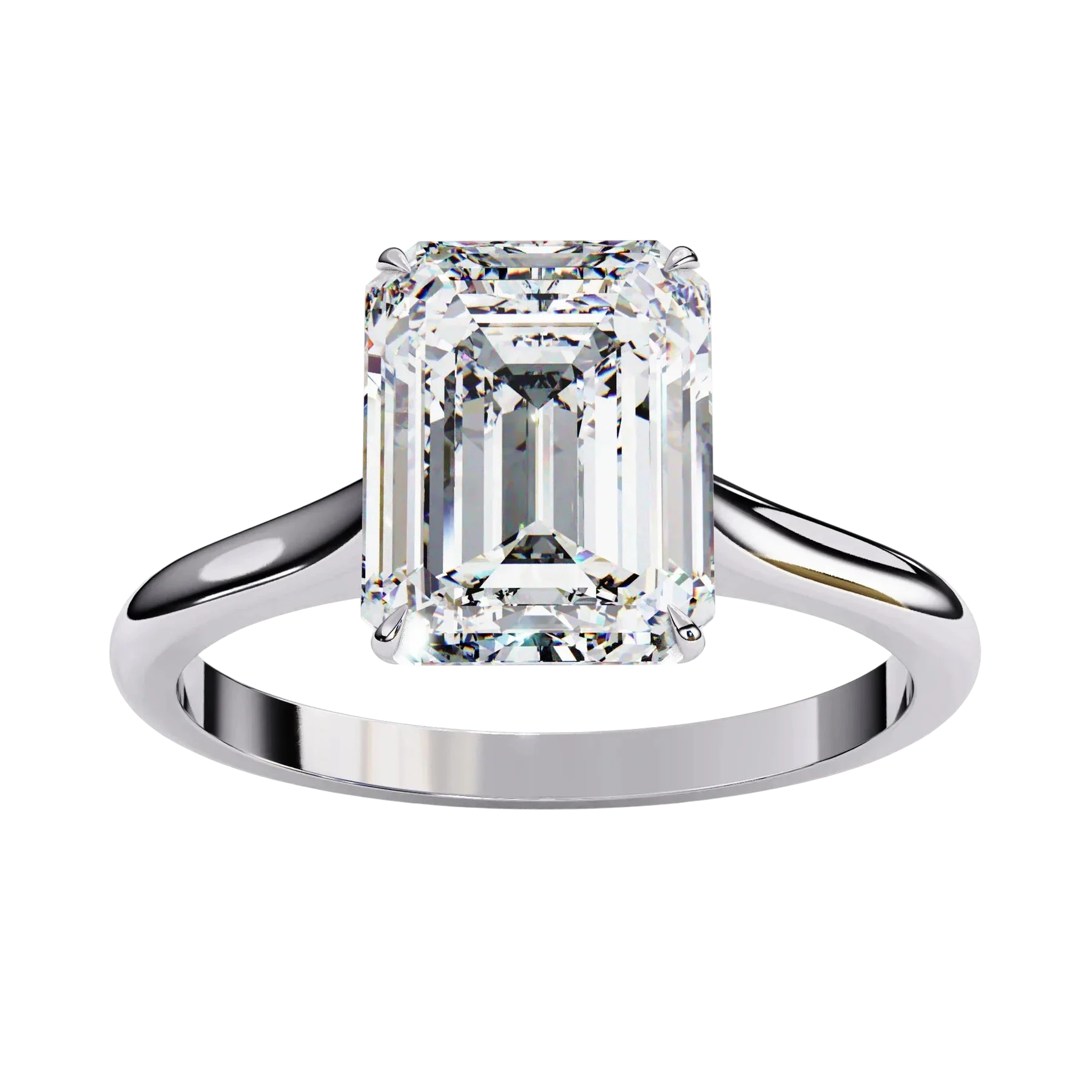 Imperia Emerald Solitaire - emerald cut engagement ring - in 18ct yellow gold - Lucano