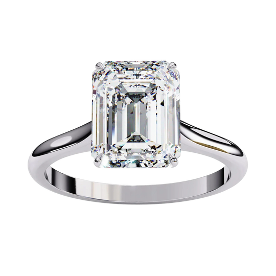Imperia Emerald Solitaire - emerald cut engagement ring - in 18ct yellow gold - Lucano