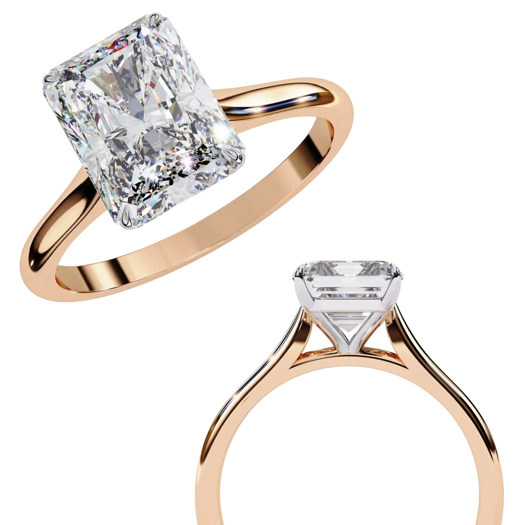 Imperia Radiant Solitaire - radiant cut engagement ring - in 18ct rose gold - Lucano