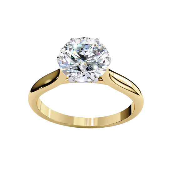Helios Round Solitaire - round solitaire engagement ring - in 18ct yellow gold - Lucano