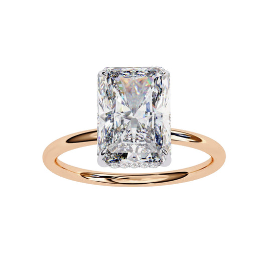 Vesper Radiant Hidden Halo Ring - radiant hidden halo engagement ring - in 18ct white gold - Lucano