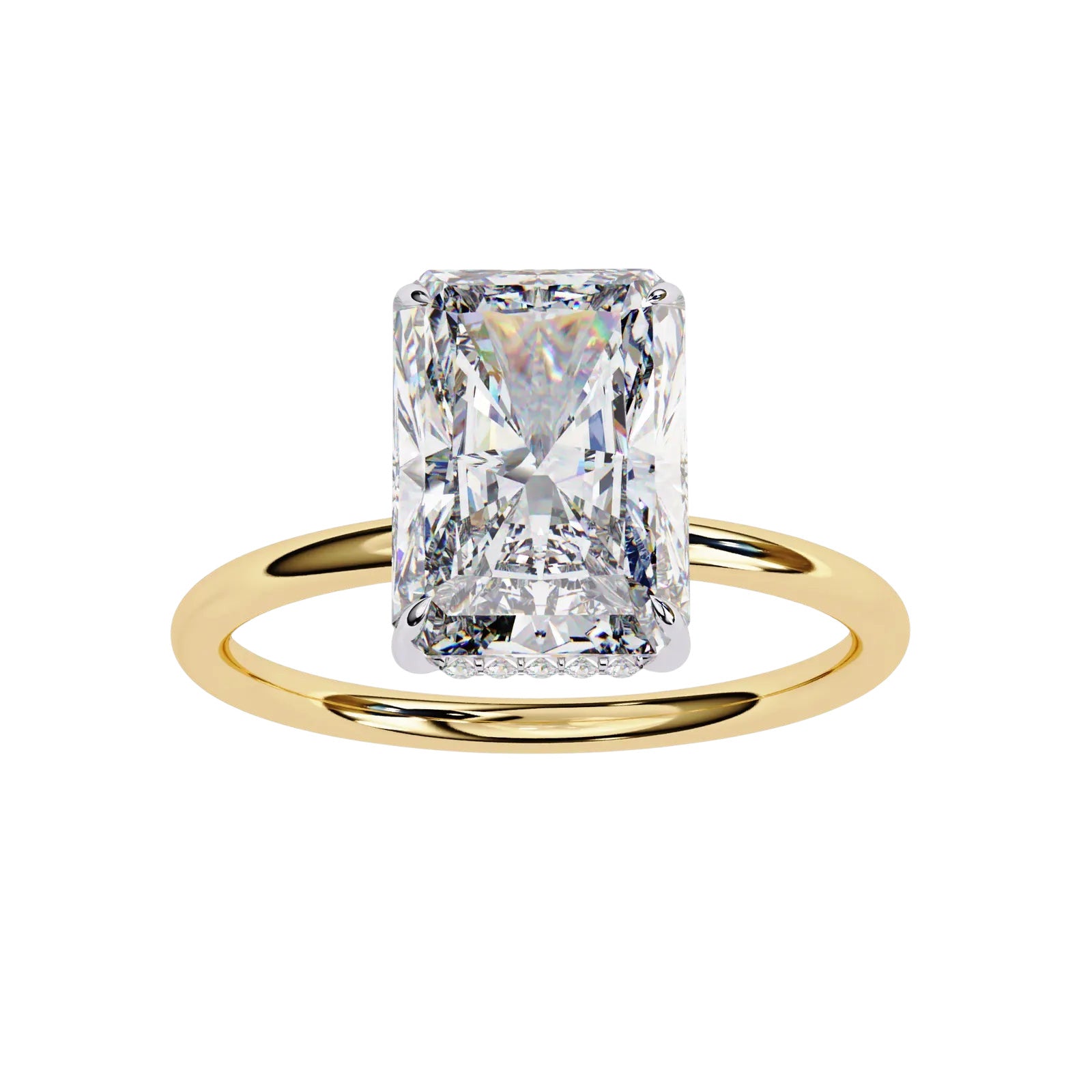 Vesper Radiant Hidden Halo Ring - radiant hidden halo engagement ring - in 9ct rose gold - Lucano
