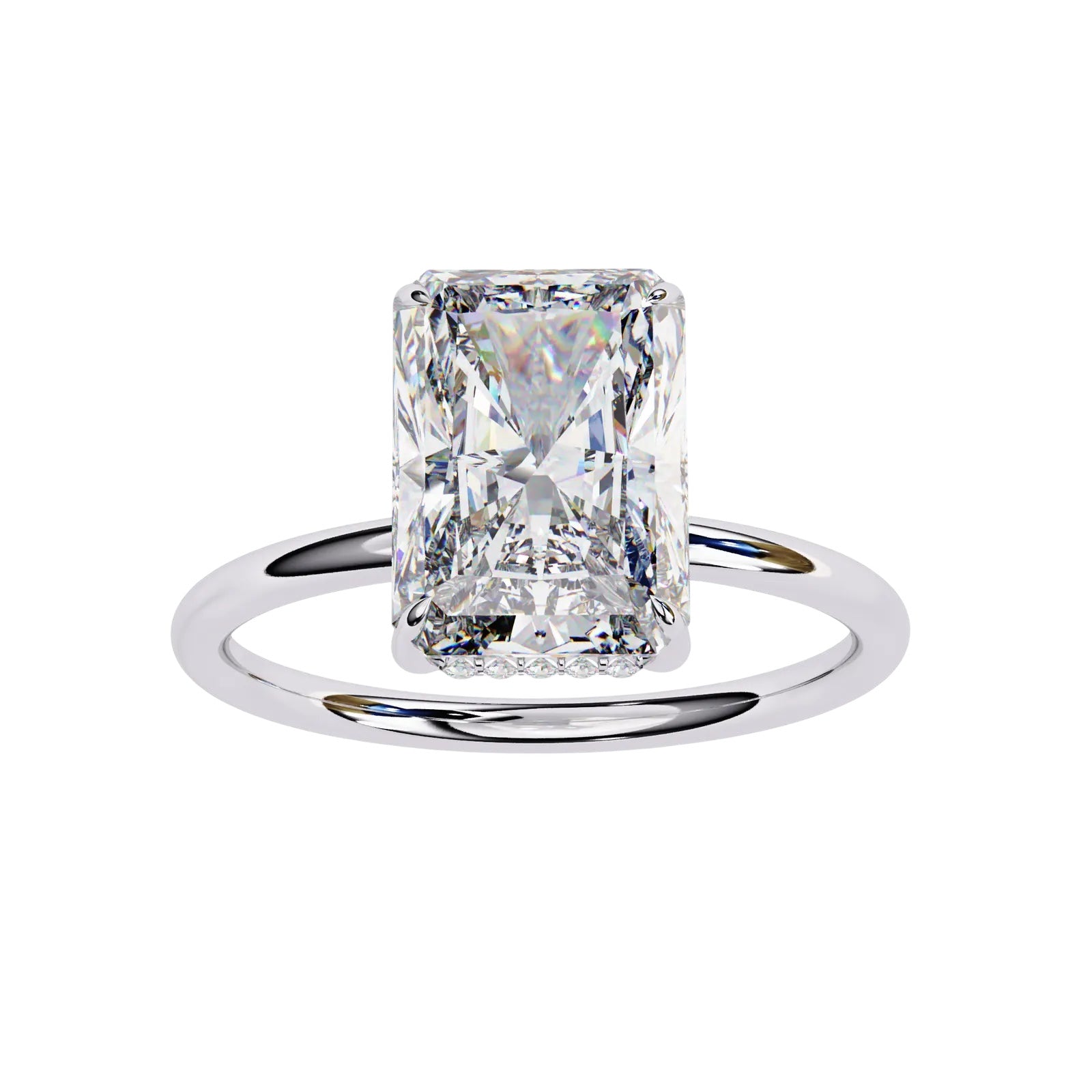 Vesper Radiant Hidden Halo Ring - radiant hidden halo engagement ring - in 18ct rose gold - Lucano