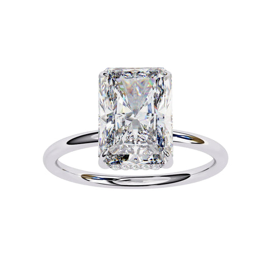 Vesper Radiant Hidden Halo Ring - radiant hidden halo engagement ring - in 18ct rose gold - Lucano