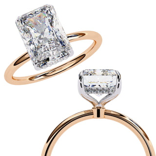 Vesper Radiant Hidden Halo Ring - radiant hidden halo engagement ring - in 9ct white gold - Lucano