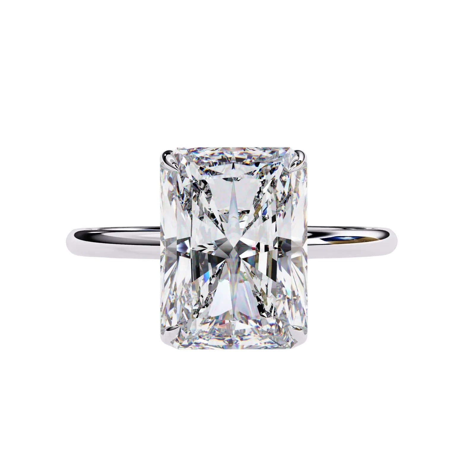 Vesper Radiant Hidden Halo Ring - radiant hidden halo engagement ring - angled view - Lucano
