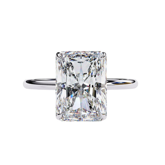 Vesper Radiant Hidden Halo Ring - radiant hidden halo engagement ring - angled view - Lucano