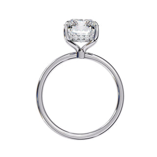 Vesper Radiant Hidden Halo Ring - radiant hidden halo engagement ring - on hand - Lucano
