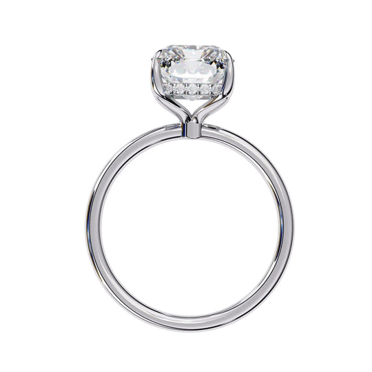 Vesper Radiant Hidden Halo Ring - radiant hidden halo engagement ring - on hand - Lucano