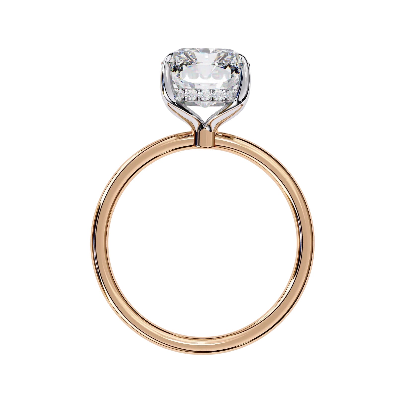 Vesper Radiant Hidden Halo Ring - radiant hidden halo engagement ring - in 18ct yellow gold - Lucano