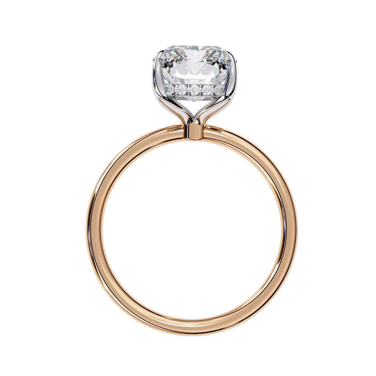 Vesper Radiant Hidden Halo Ring - radiant hidden halo engagement ring - in 18ct yellow gold - Lucano