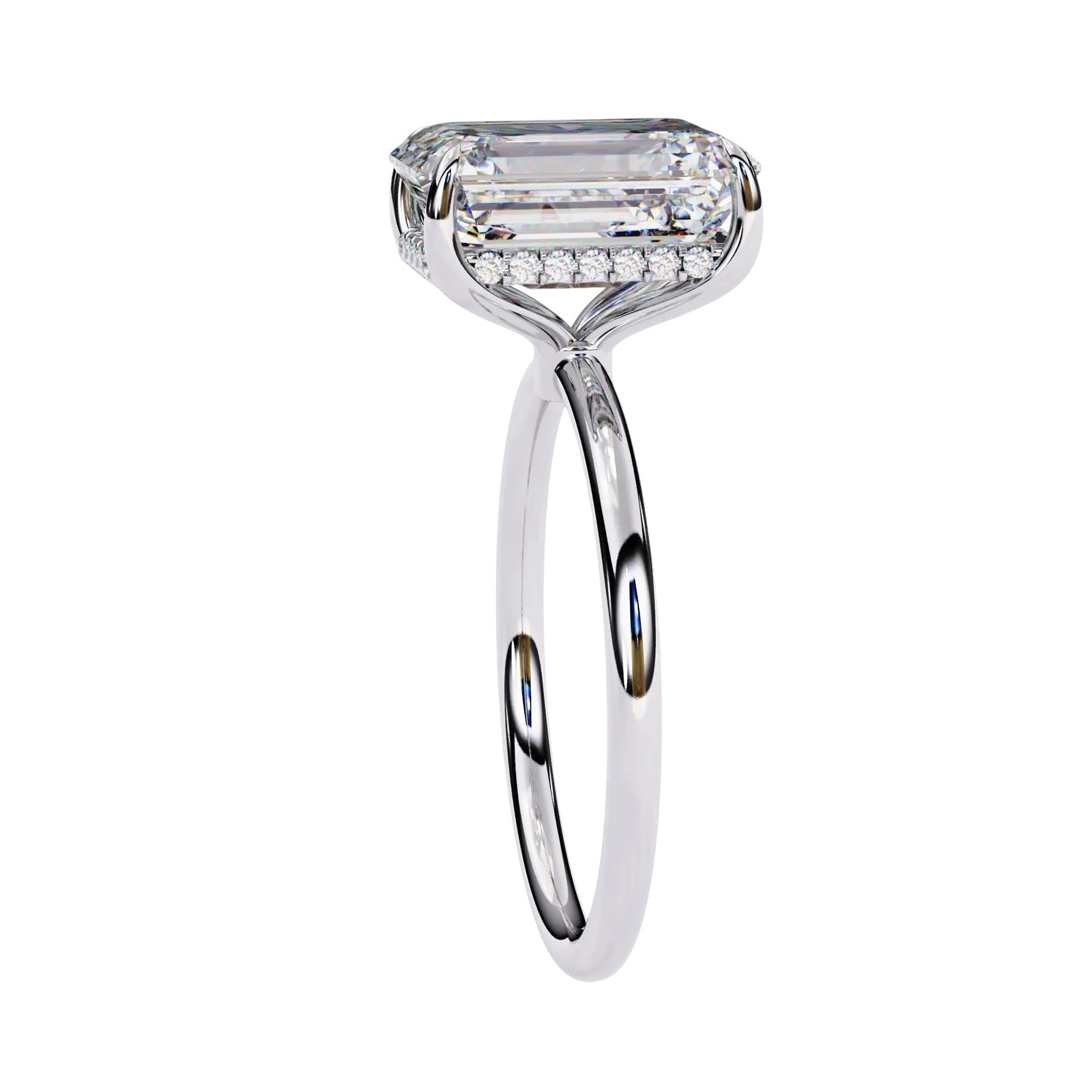 Vesper Radiant Hidden Halo Ring - radiant hidden halo engagement ring - three-quarter view - Lucano