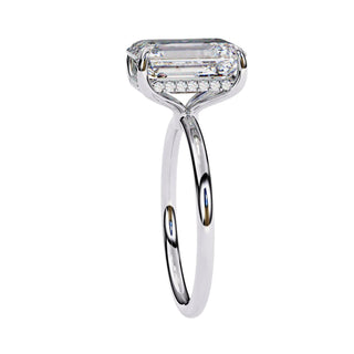 Vesper Radiant Hidden Halo Ring - radiant hidden halo engagement ring - three-quarter view - Lucano