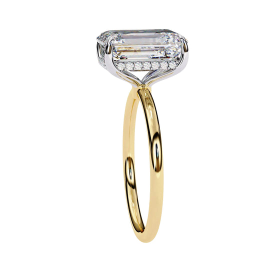 Vesper Radiant Hidden Halo Ring - radiant hidden halo engagement ring - side profile - Lucano