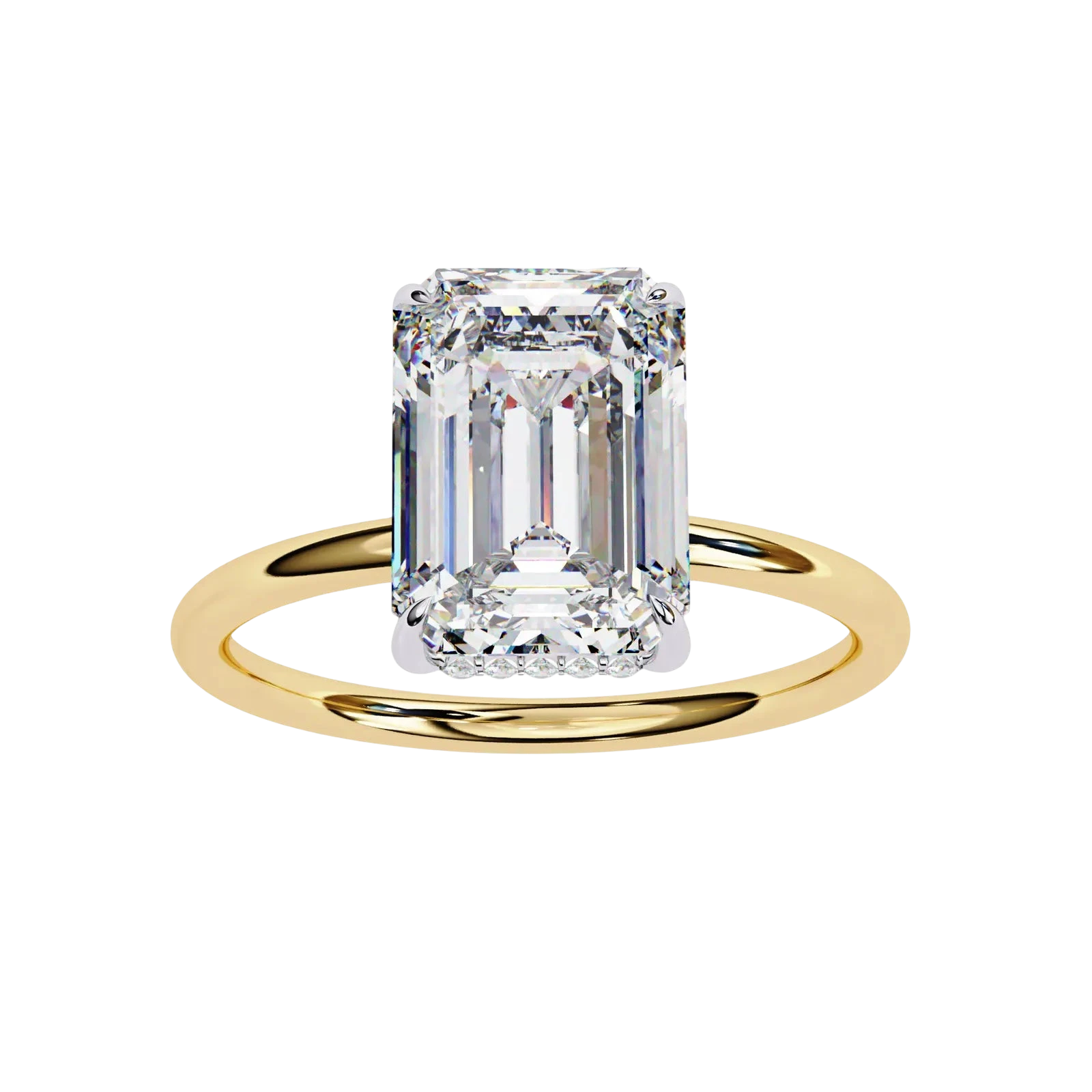 Vesper Emerald Hidden Halo Ring - emerald cut hidden halo engagement ring, handcrafted in Byron Bay, Australia by Lucano