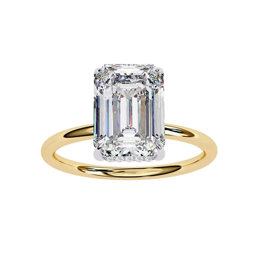 Vesper Emerald Hidden Halo Ring - emerald cut hidden halo engagement ring, handcrafted in Byron Bay, Australia by Lucano
