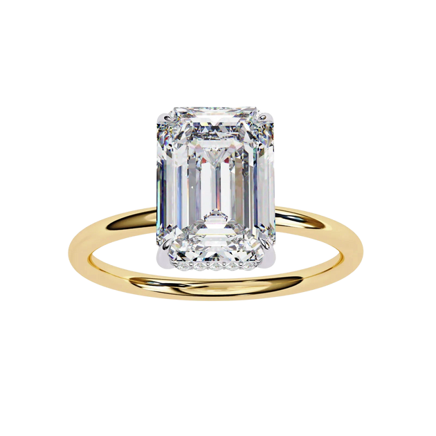 Vesper Emerald Hidden Halo Ring - emerald cut hidden halo engagement ring, handcrafted in Byron Bay, Australia by Lucano