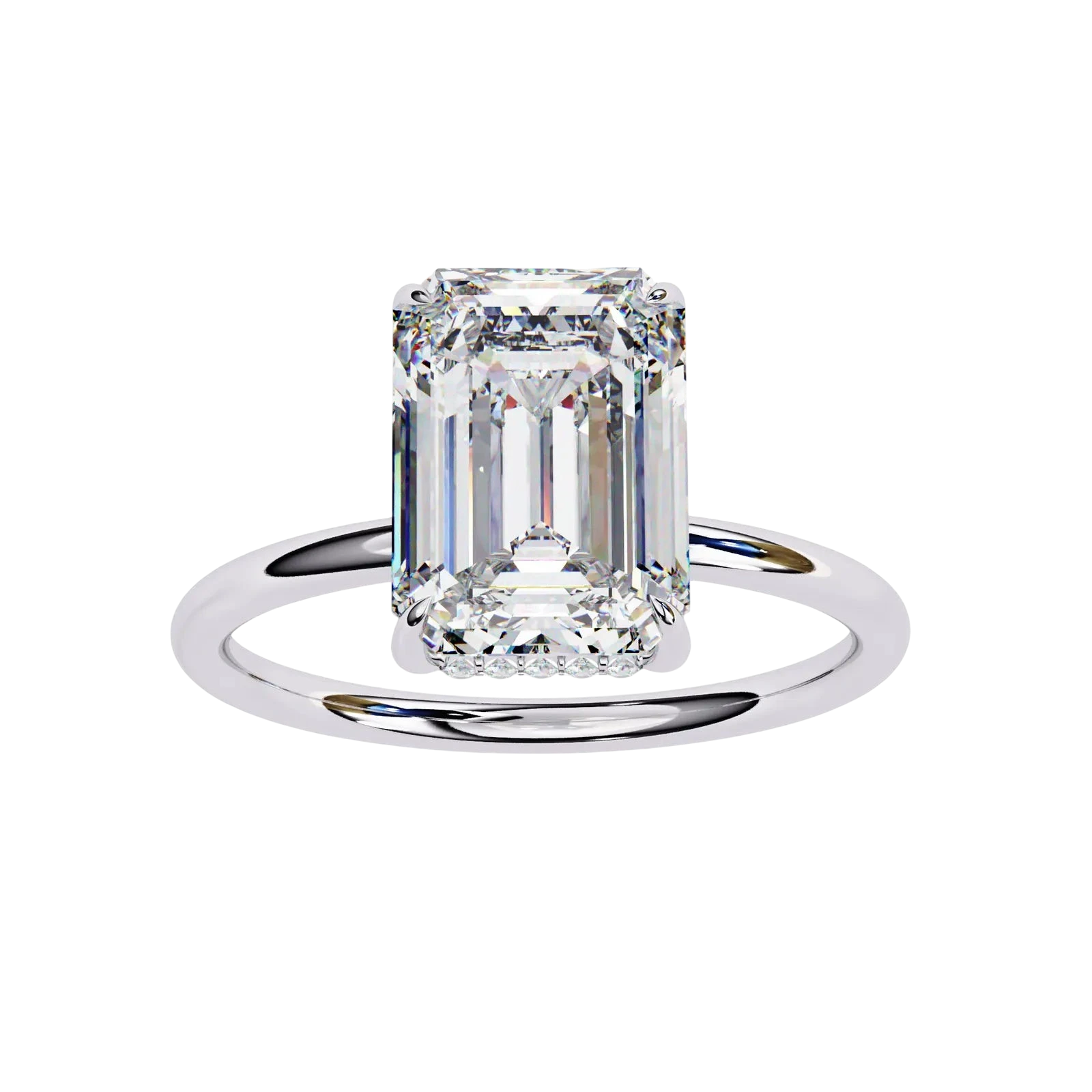 Vesper Emerald Hidden Halo Ring - emerald cut hidden halo engagement ring - in 18ct yellow gold - Lucano