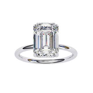 Vesper Emerald Hidden Halo Ring - emerald cut hidden halo engagement ring - in 18ct yellow gold - Lucano