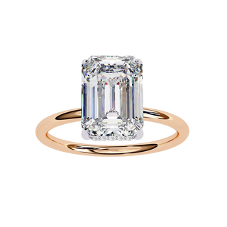 Vesper Emerald Hidden Halo Ring - emerald cut hidden halo engagement ring - in 9ct white gold - Lucano