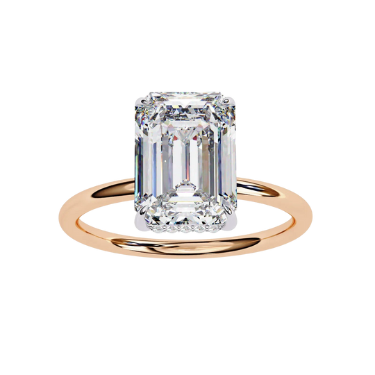 Vesper Emerald Hidden Halo Ring - emerald cut hidden halo engagement ring - in 9ct white gold - Lucano