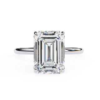 Vesper Emerald Hidden Halo Ring - emerald cut hidden halo engagement ring - side profile - Lucano