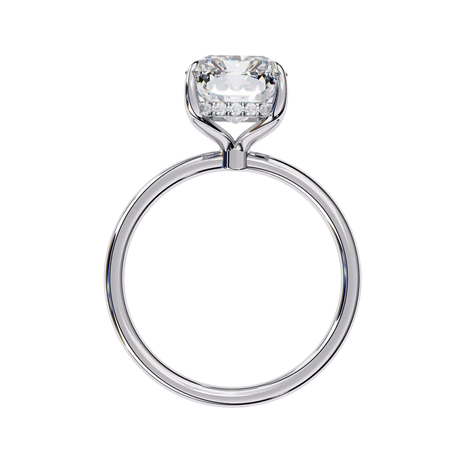 Vesper Emerald Hidden Halo Ring - emerald cut hidden halo engagement ring - angled view - Lucano