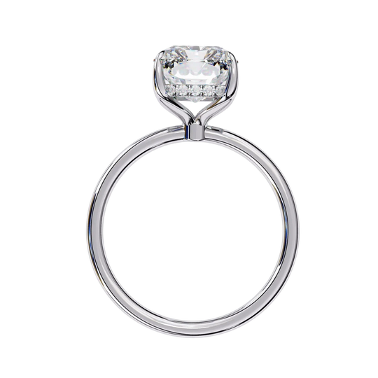 Vesper Emerald Hidden Halo Ring - emerald cut hidden halo engagement ring - angled view - Lucano
