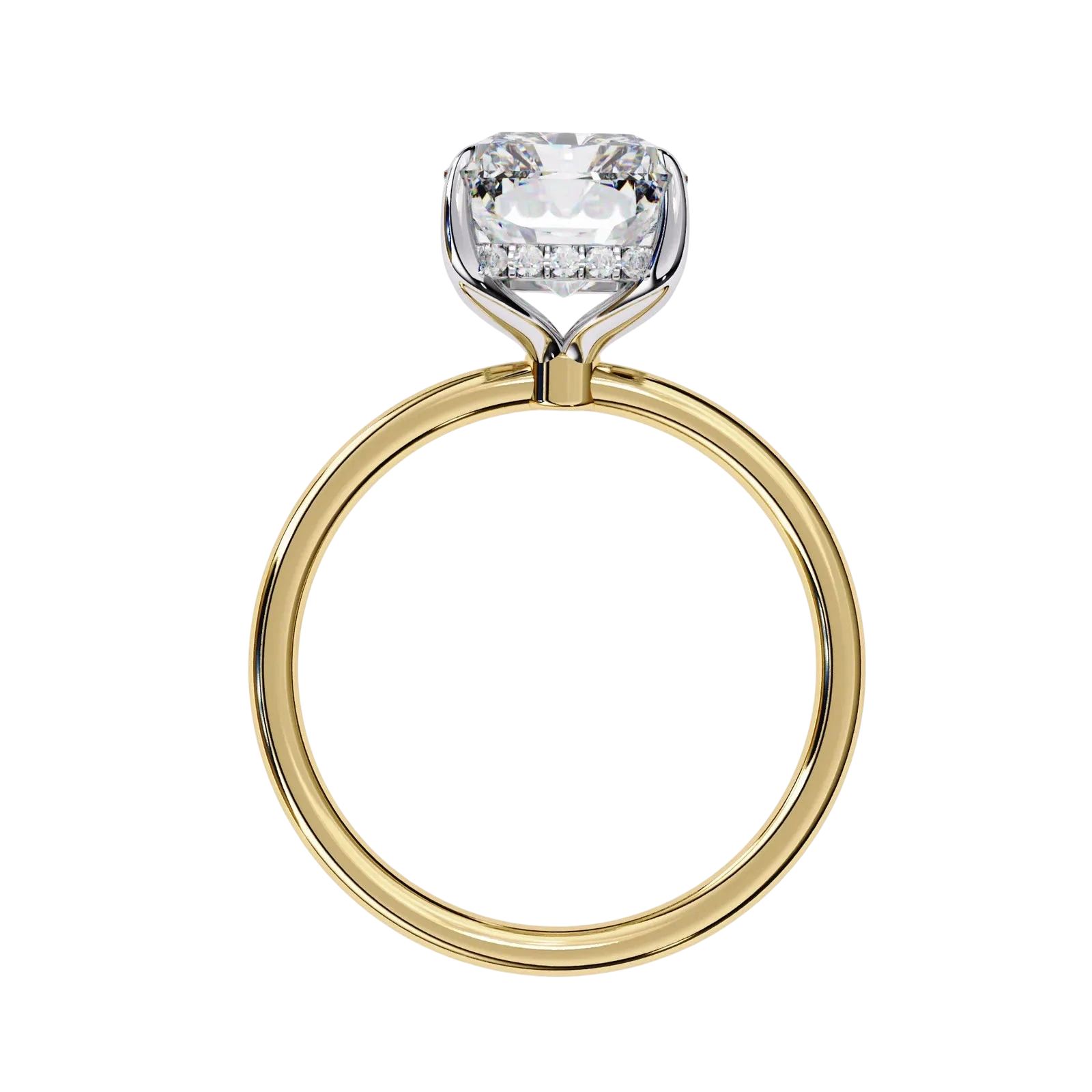 Vesper Emerald Hidden Halo Ring - emerald cut hidden halo engagement ring - three-quarter view - Lucano