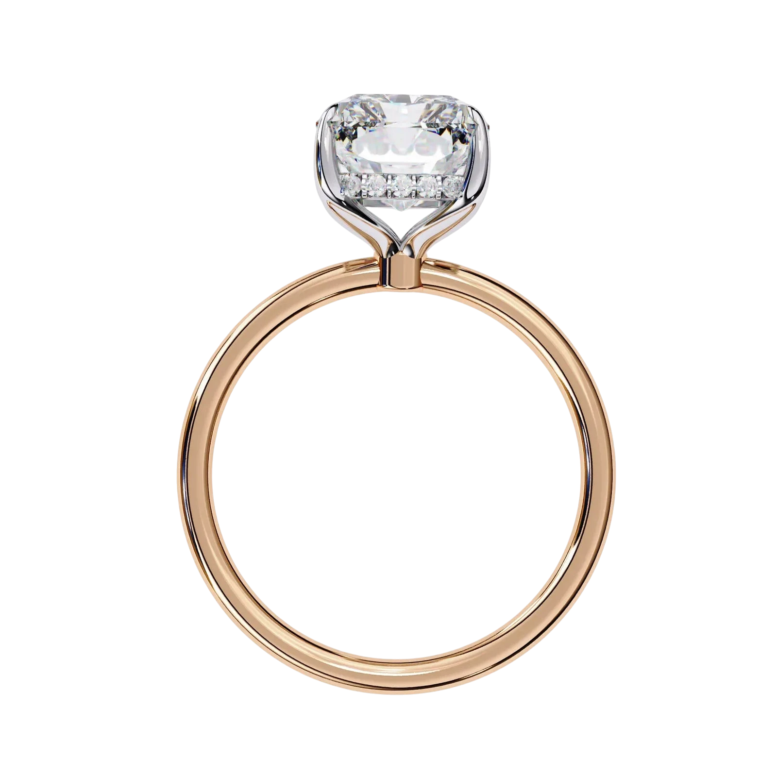 Vesper Emerald Hidden Halo Ring - emerald cut hidden halo engagement ring - detail close-up - Lucano