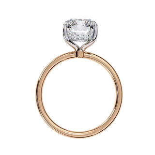 Vesper Emerald Hidden Halo Ring - emerald cut hidden halo engagement ring - detail close-up - Lucano