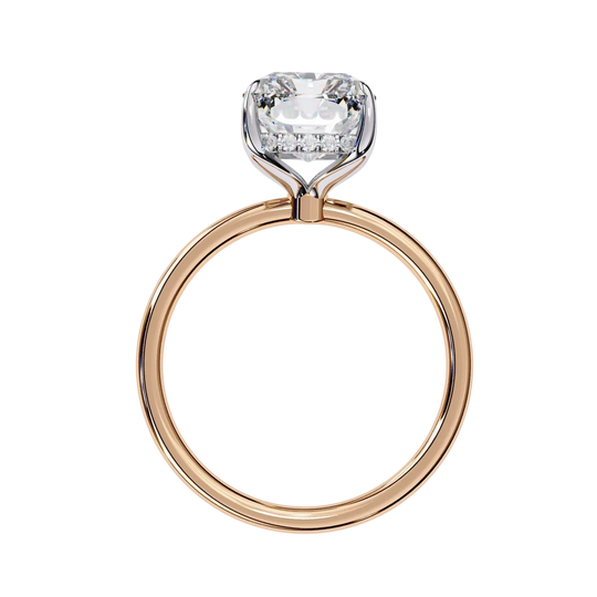 Vesper Emerald Hidden Halo Ring - emerald cut hidden halo engagement ring - detail close-up - Lucano