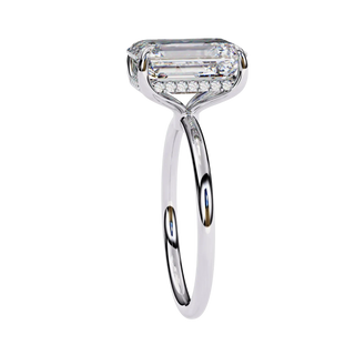 Vesper Emerald Hidden Halo Ring - emerald cut hidden halo engagement ring - top view - Lucano