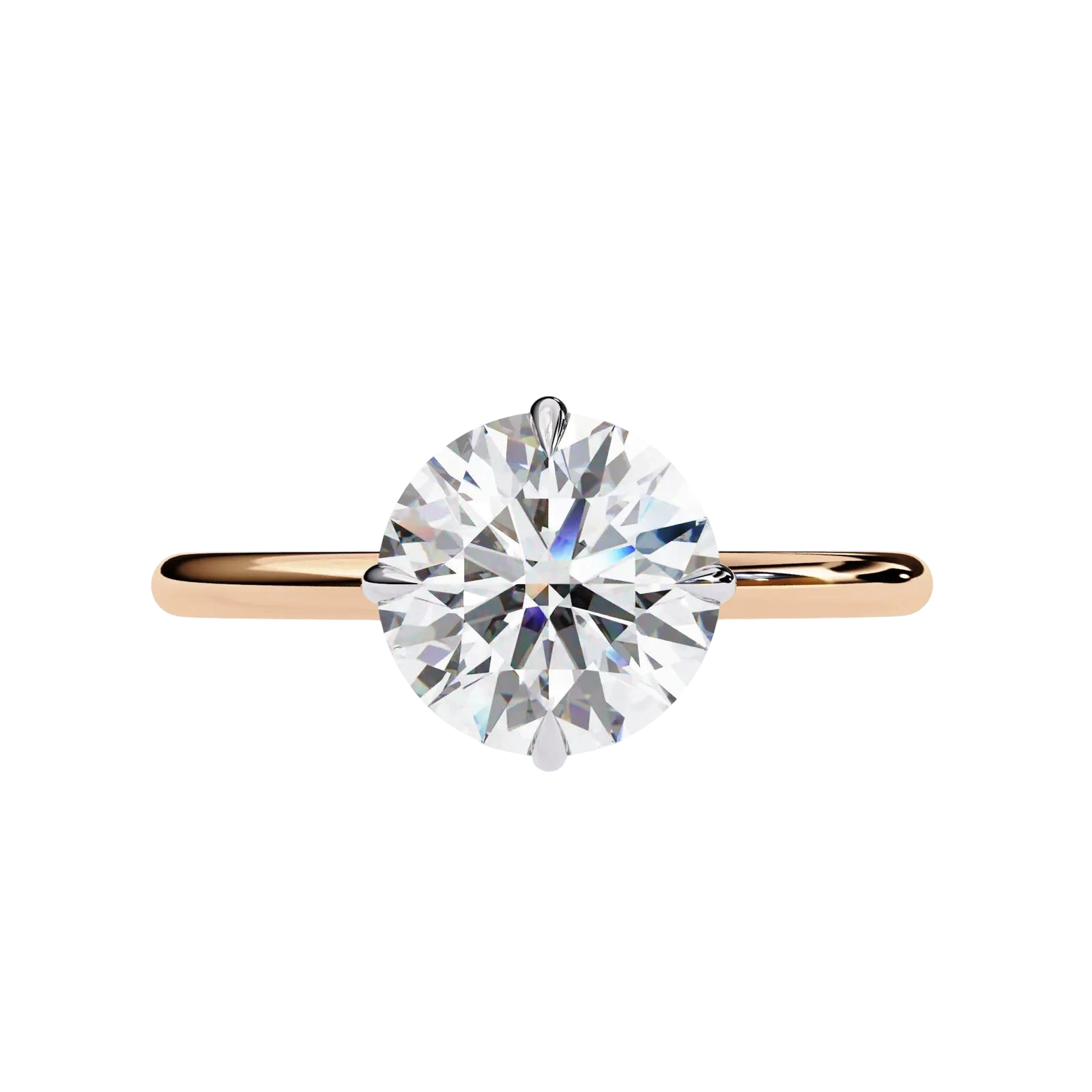 Helios Round Solitaire Lumière - round solitaire engagement ring - top view - Lucano