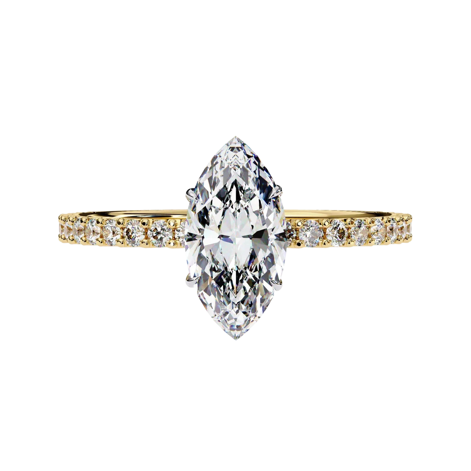 Mira Marquise Pavé Solitaire - marquise pavé engagement ring - detail close-up - Lucano